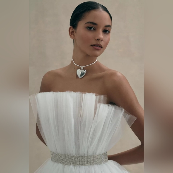 Bronx and Banco Strapless White Tulle Mini Dress - Picture 2 of 6